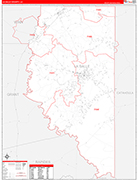 La Salle County Wall Map Red Line Style